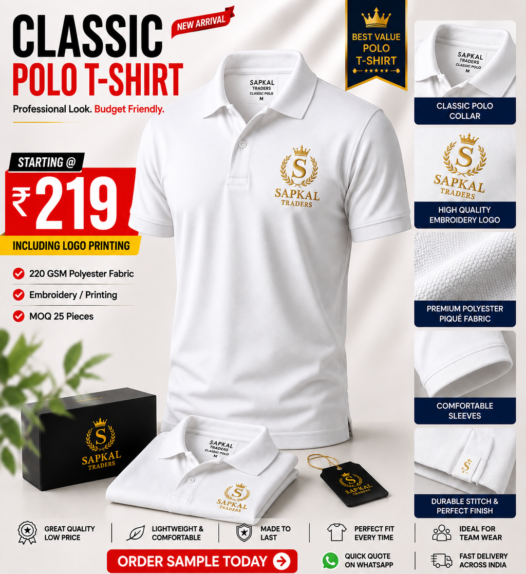 Premium Custom Logo Printed polo T-Shirt | Starting at ₹219