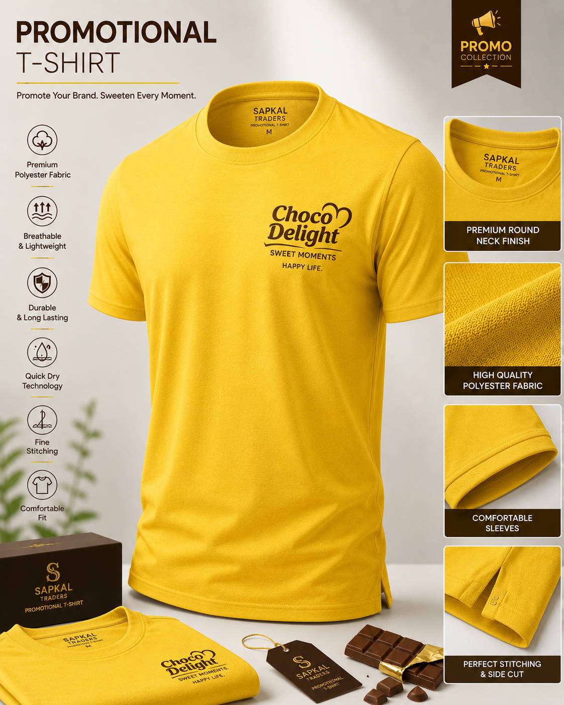 Promotional Round Neck T-Shirt | Custom Logo Printing | Bulk Orders