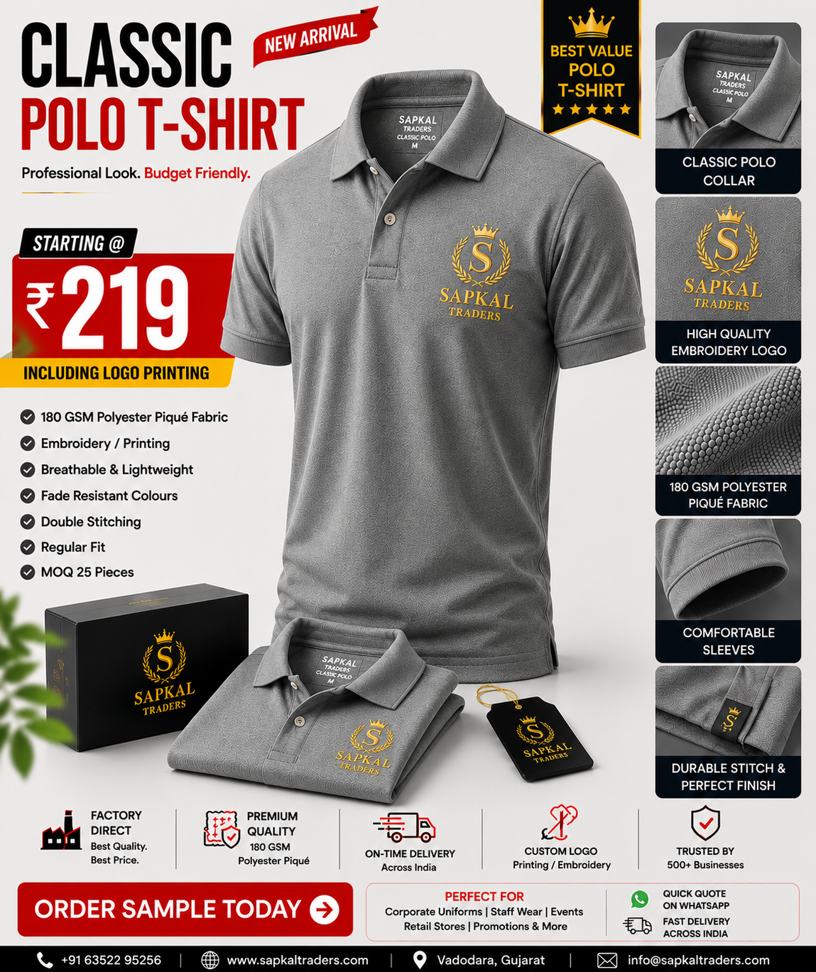 Premium Custom Logo Printed polo T-Shirt | Starting at ₹219