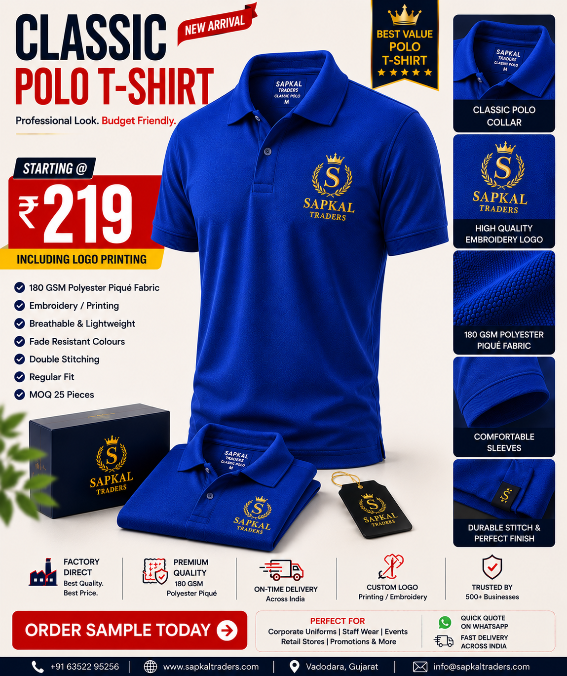 Premium Custom Logo Printed polo T-Shirt | Starting at ₹219
