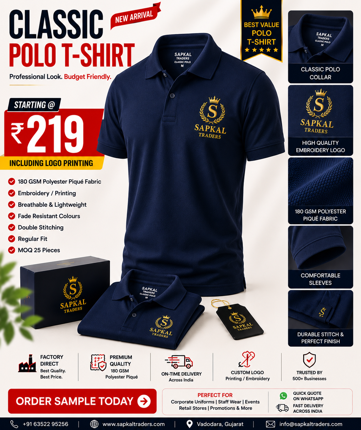 Premium Custom Logo Printed polo T-Shirt | Starting at ₹219
