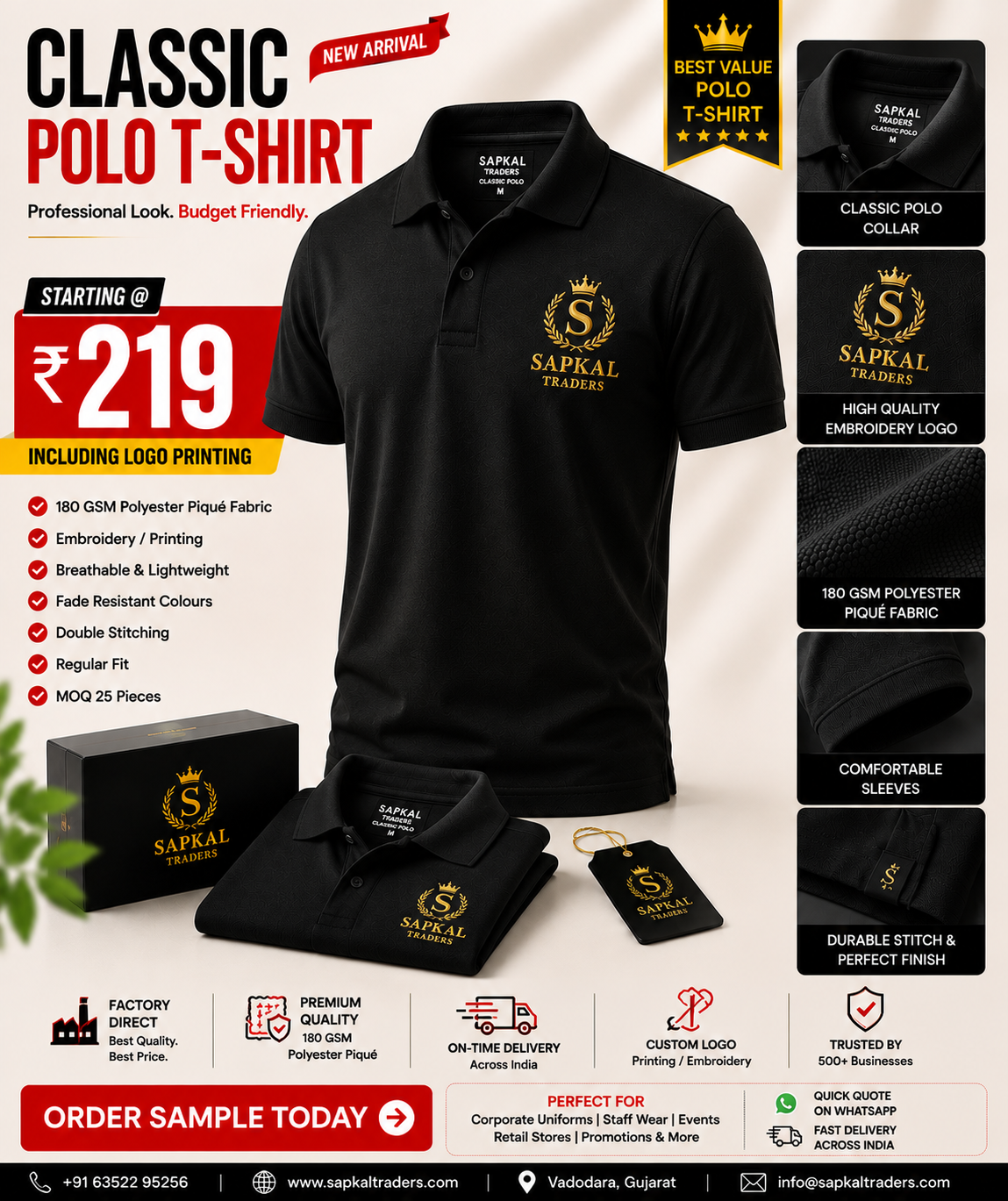 Premium Custom Logo Printed polo T-Shirt | Starting at ₹219