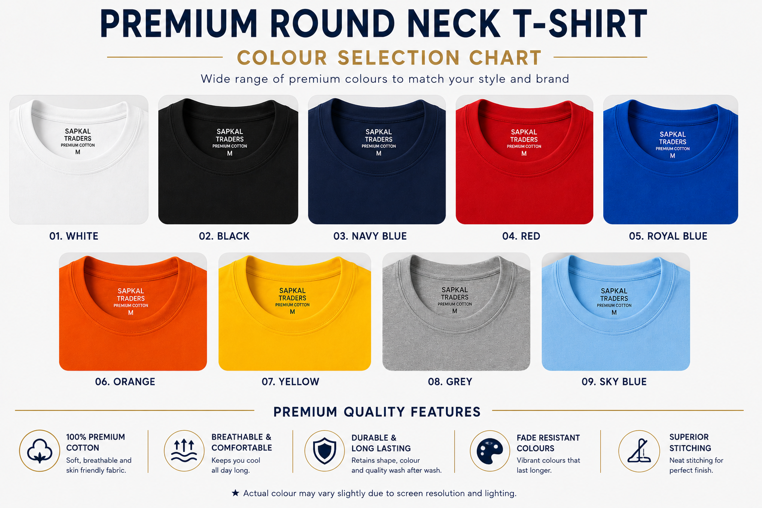 Premium Round Neck T-Shirt | Custom Logo Printing