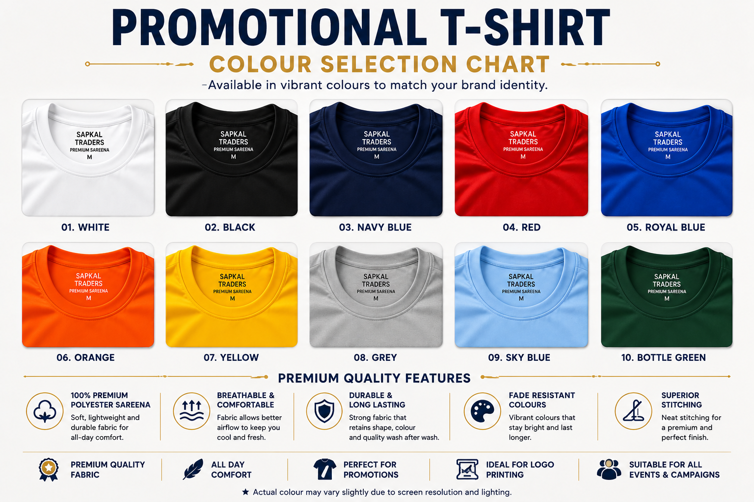 Promotional Round Neck T-Shirt | Custom Logo Printing | Bulk Orders