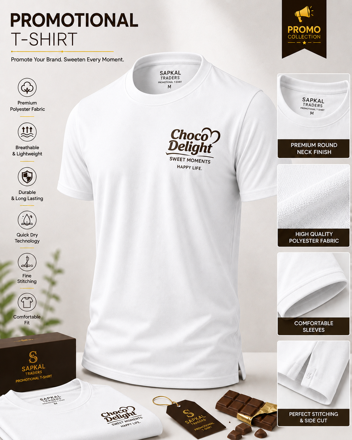 Promotional Round Neck T-Shirt | Custom Logo Printing | Bulk Orders