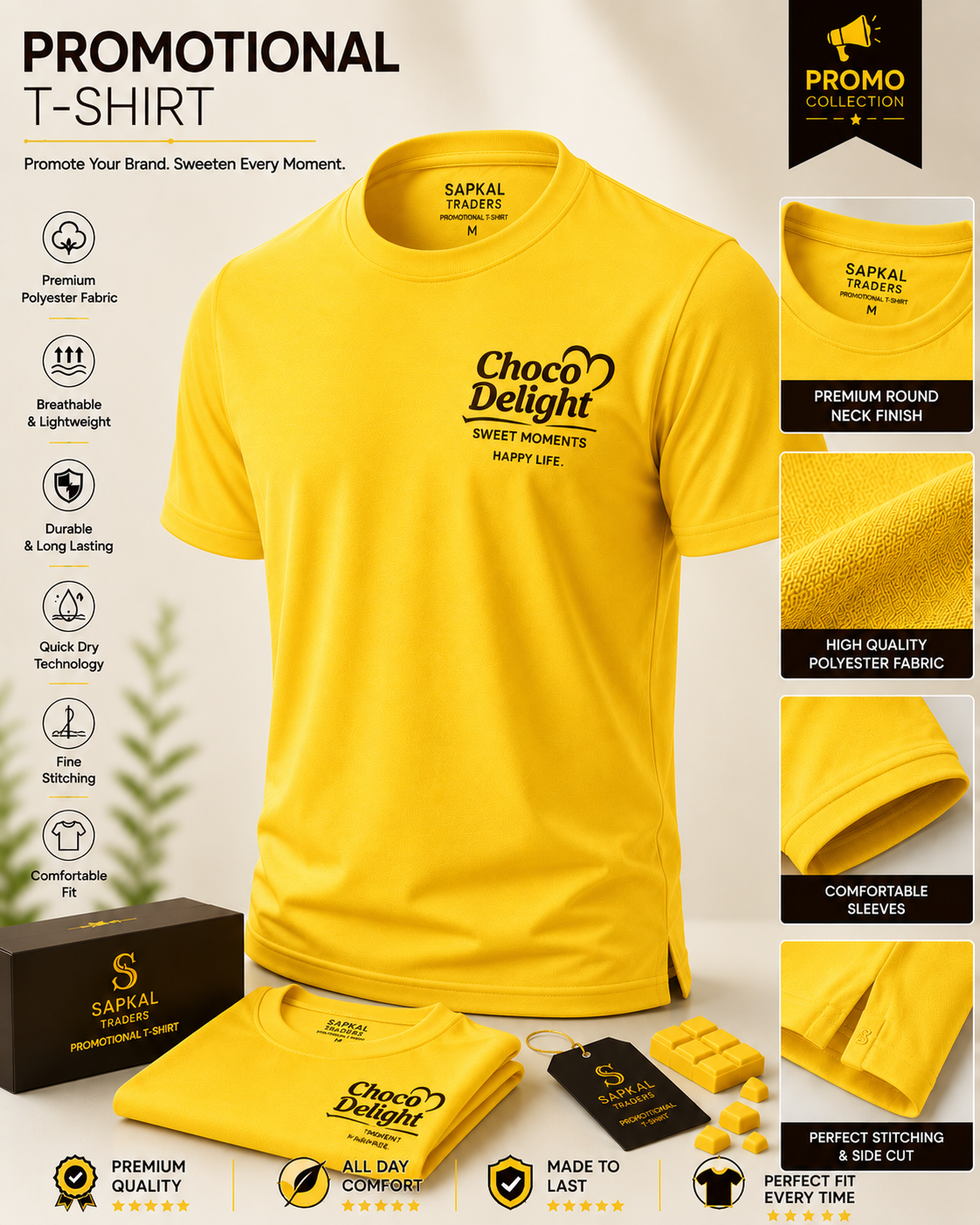 Promotional Round Neck T-Shirt | Custom Logo Printing | Bulk Orders