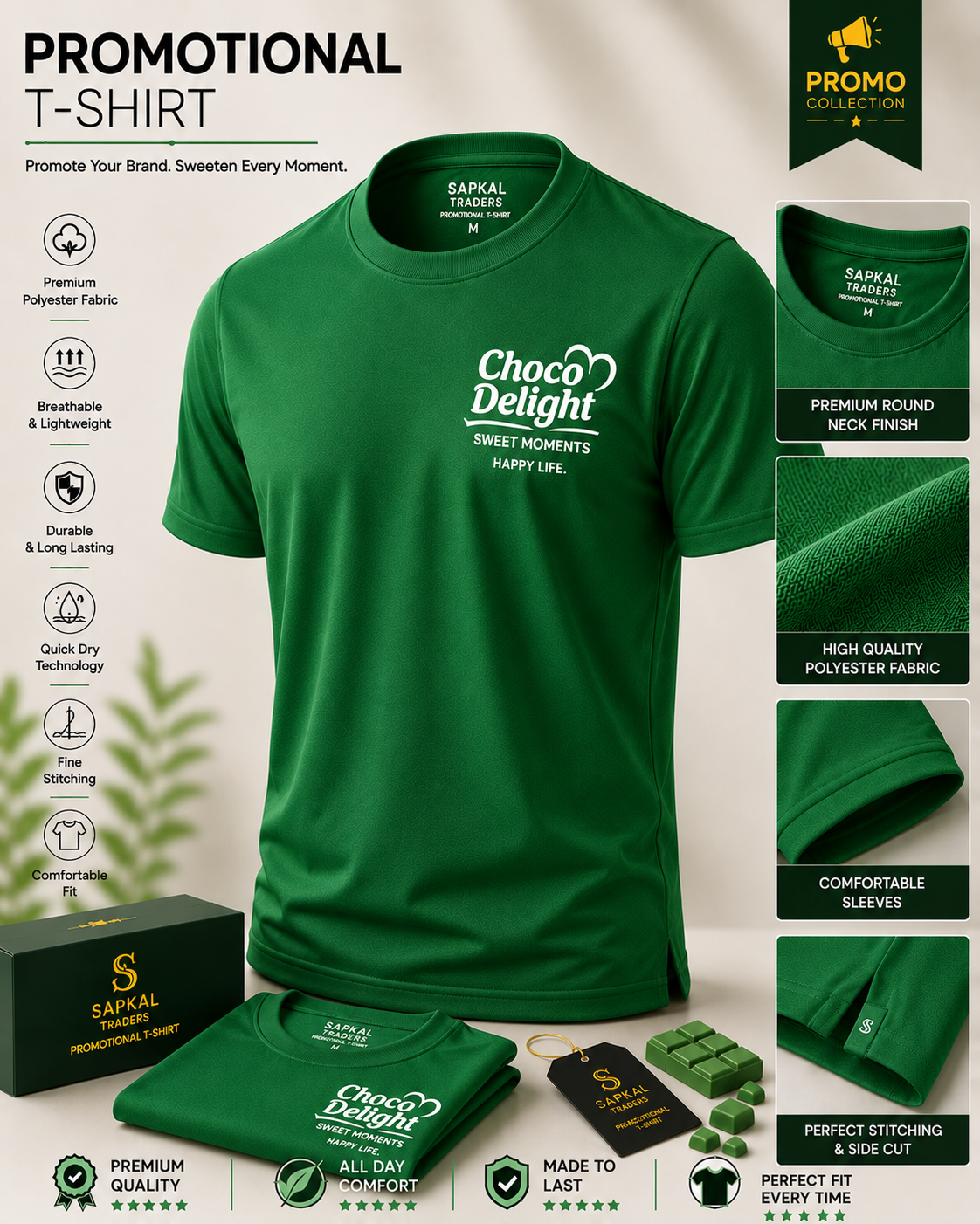 Promotional Round Neck T-Shirt | Custom Logo Printing | Bulk Orders