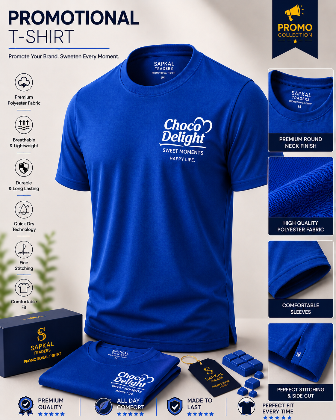 Promotional Round Neck T-Shirt | Custom Logo Printing | Bulk Orders