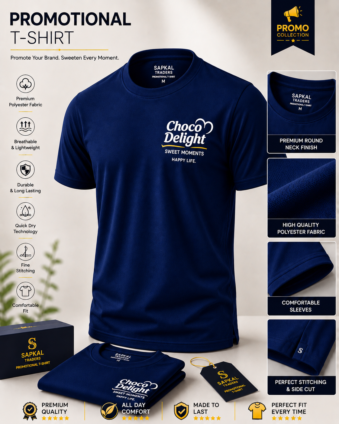 Promotional Round Neck T-Shirt | Custom Logo Printing | Bulk Orders