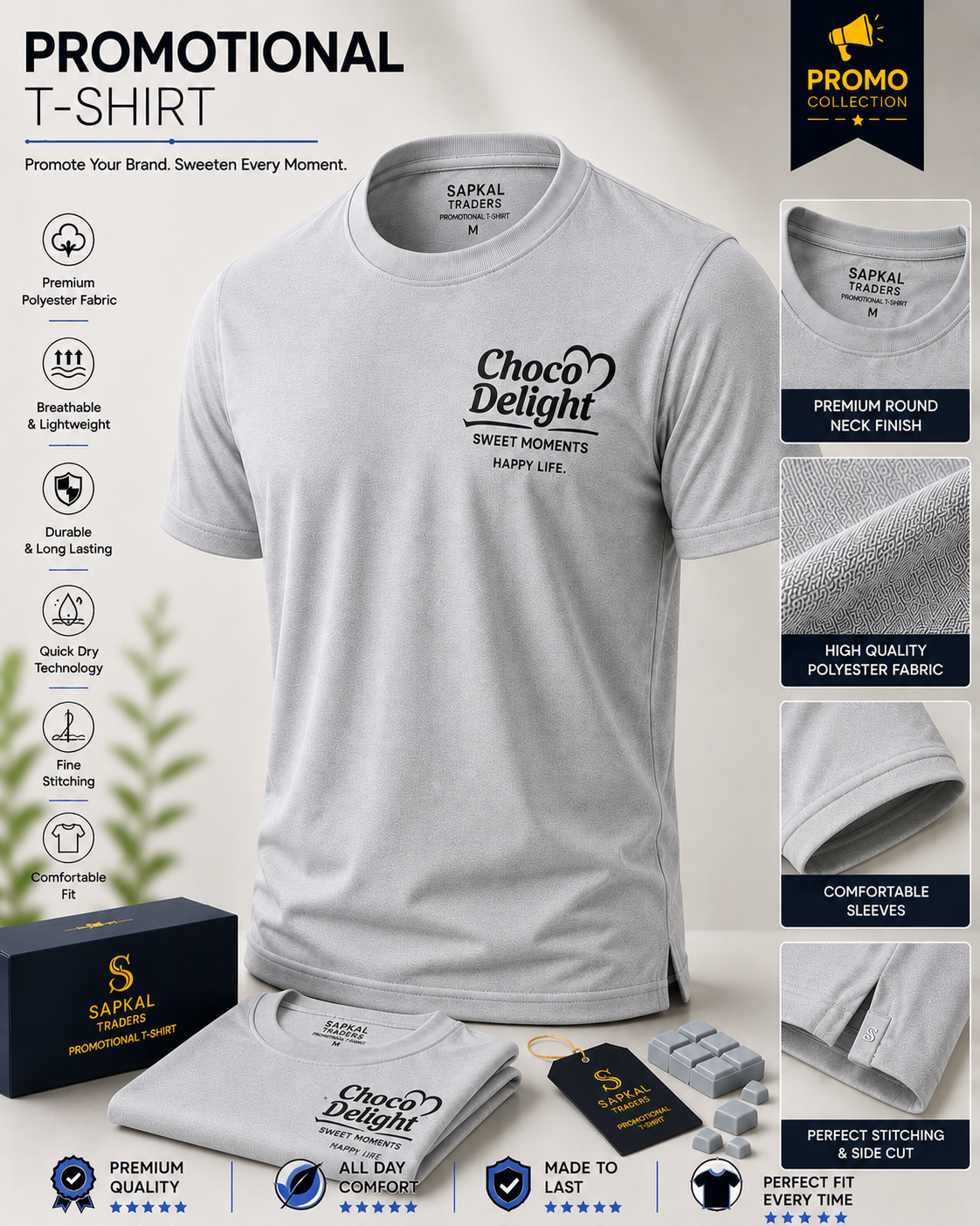 Promotional Round Neck T-Shirt | Custom Logo Printing | Bulk Orders