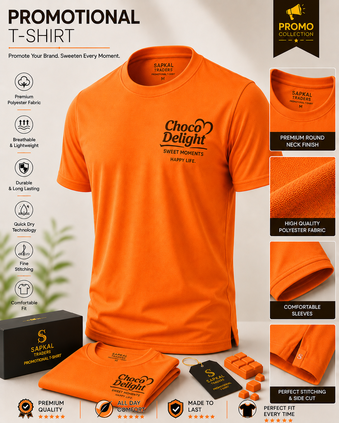 Promotional Round Neck T-Shirt | Custom Logo Printing | Bulk Orders